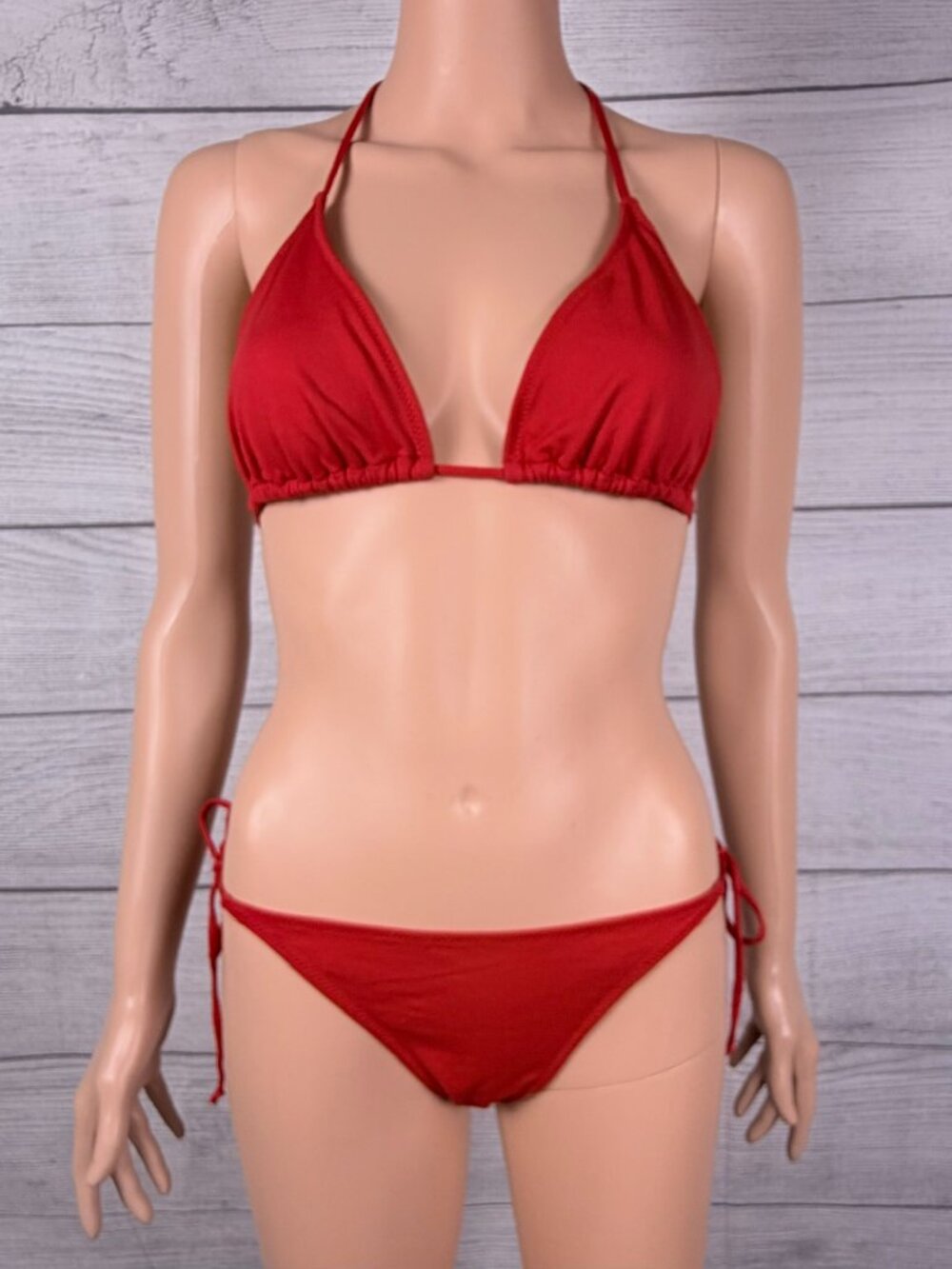 ❤️ Oysho Red Triangle String Bikini Set Size M
